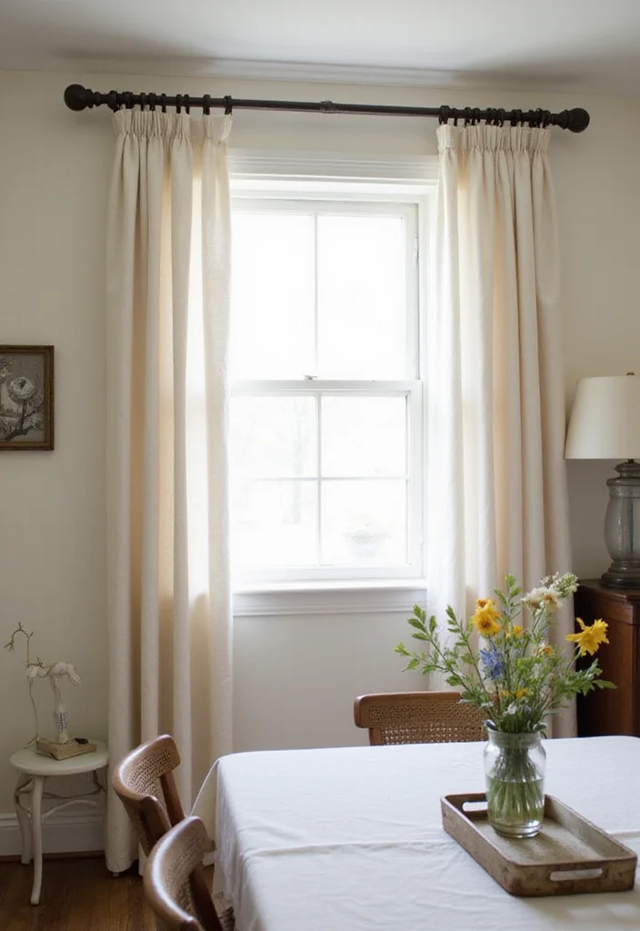 10 Side Curtain Rods Ideas for Neat Functional Installations - 6. Vintage Charm with Repurposed Items