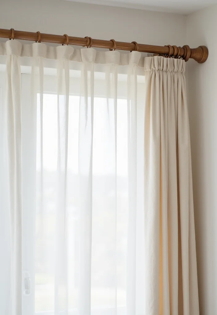 10 Side Curtain Rods Ideas for Neat Functional Installations - 7. Minimalist Wooden Rods