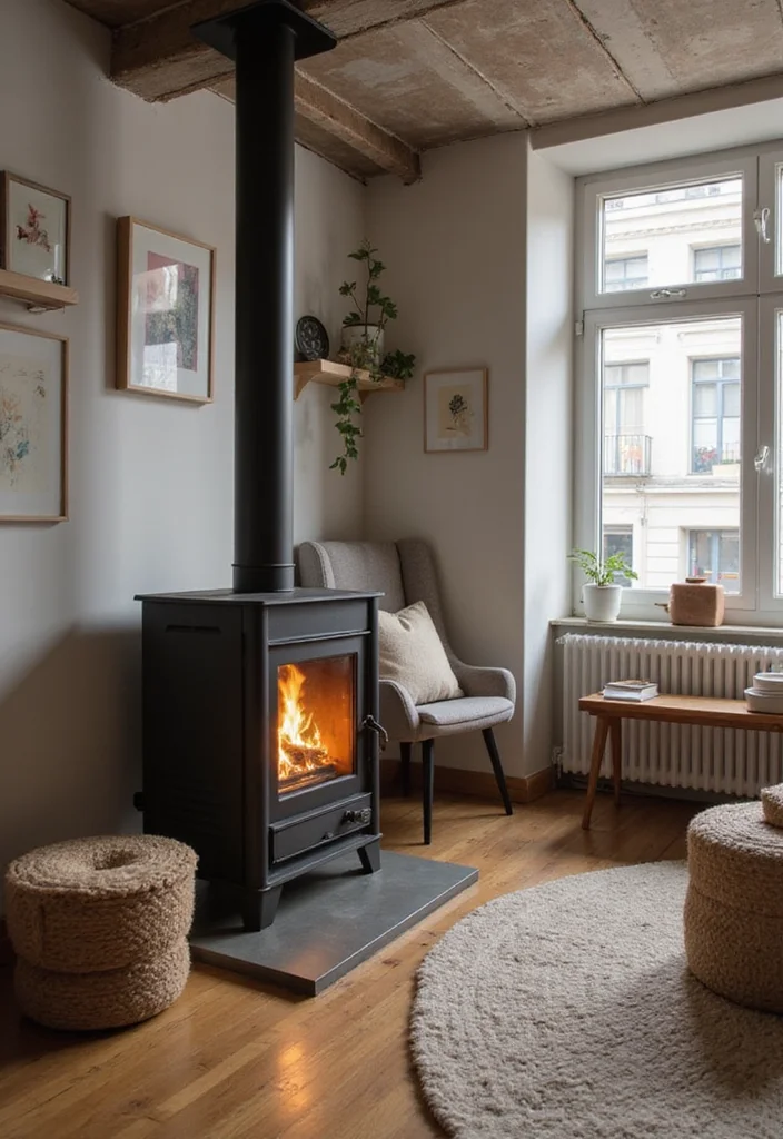 10 Small Fireplace Ideas for Compact Cozy Spaces - 2. Compact Freestanding Stoves
