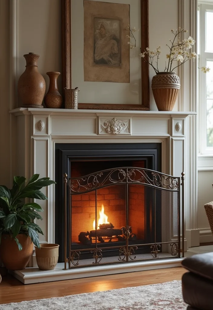 10 Small Fireplace Ideas for Compact Cozy Spaces - 8. Chic Fireplace Screens