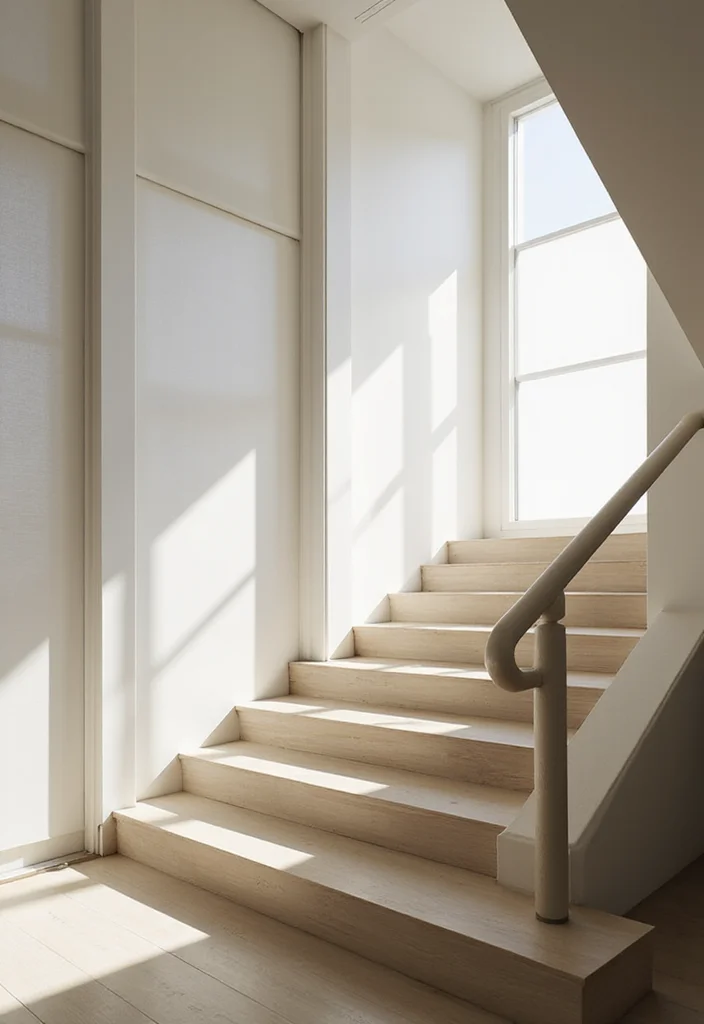 10 Stair Window Curtain Ideas for Challenging Tall Spaces - 4. Minimalist Blinds