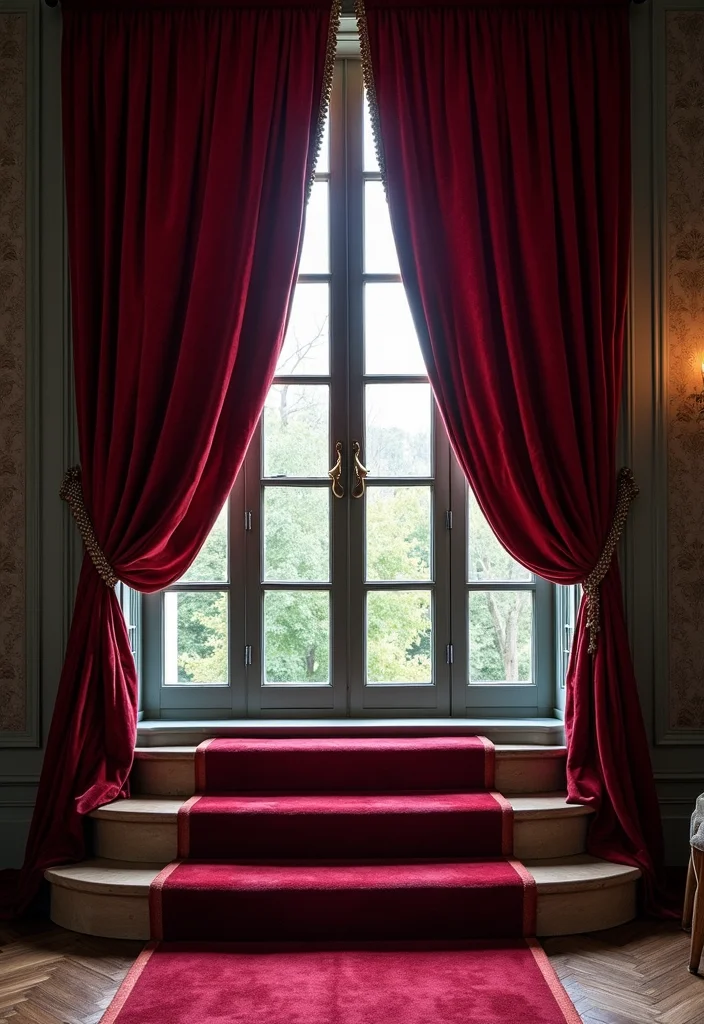 10 Stair Window Curtain Ideas for Challenging Tall Spaces - 8. Dramatic Curtains