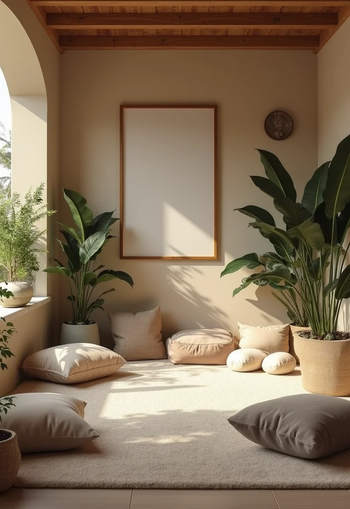 12 Basement Hangout Ideas for Relaxed Family Time 10. Relaxation Zone with Meditation Space