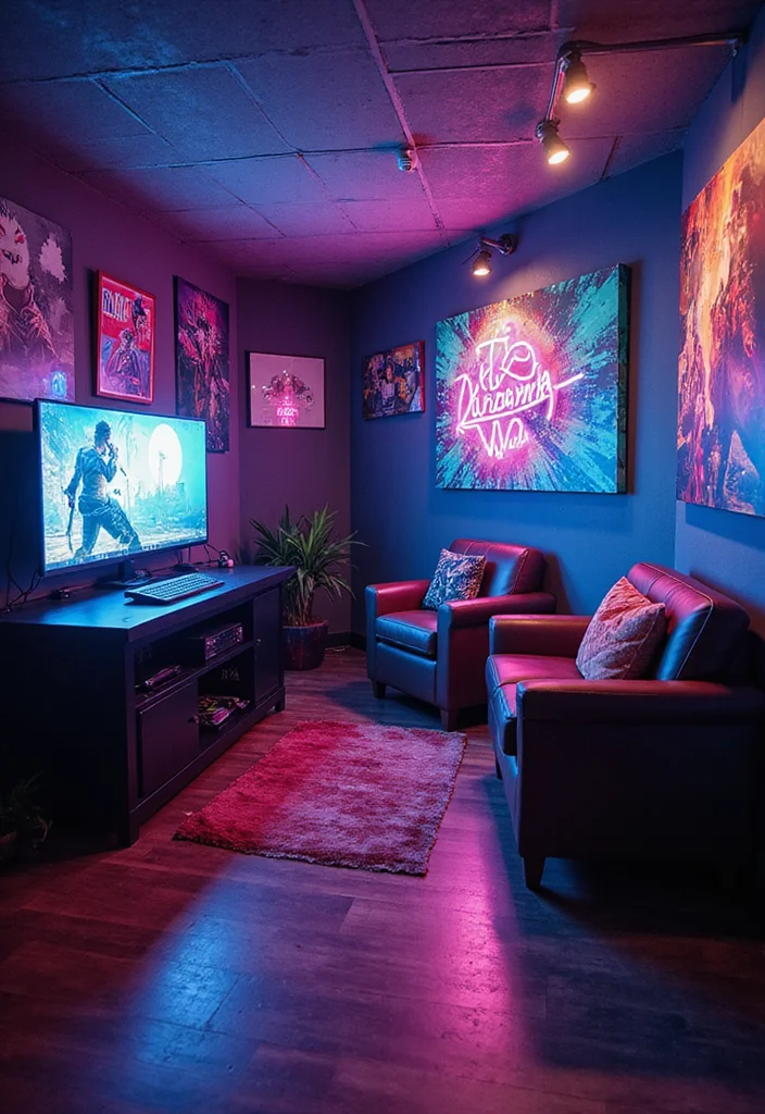 12 Basement Hangout Ideas for Relaxed Family Time 7. Gaming Corner