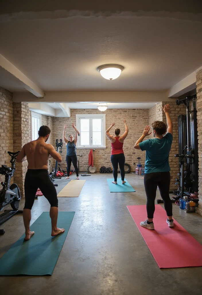 12 Basement Hangout Ideas for Relaxed Family Time 8. Family Workout Space