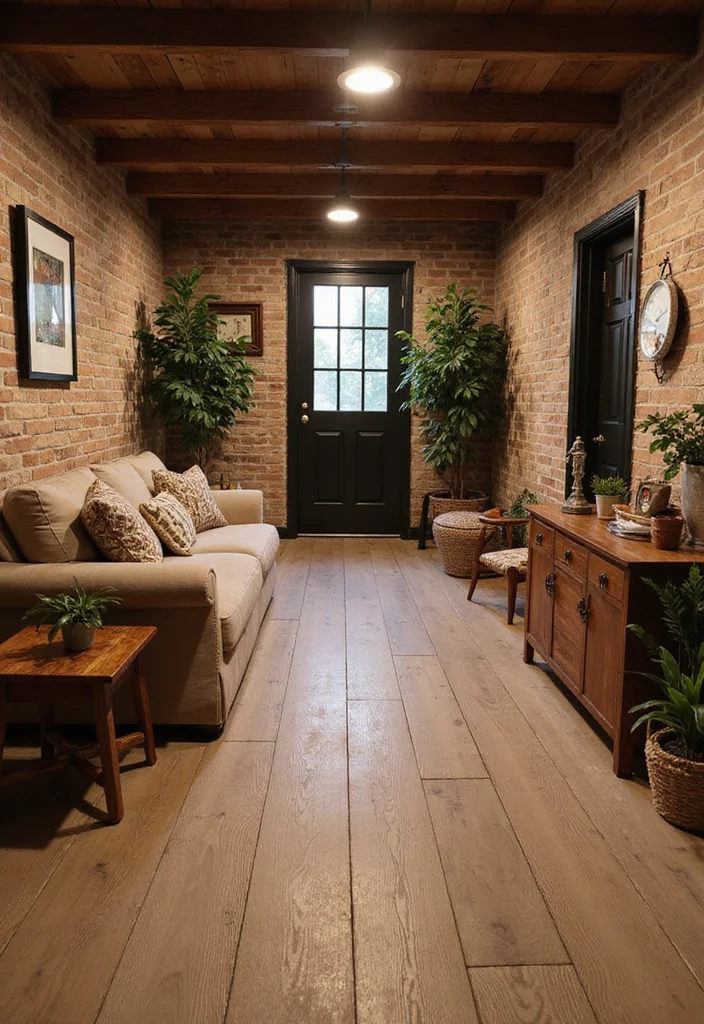 12 Basement Vinyl Flooring Ideas for Durable Easy Care Style - 1. Rustic Wood-Look Vinyl Planks