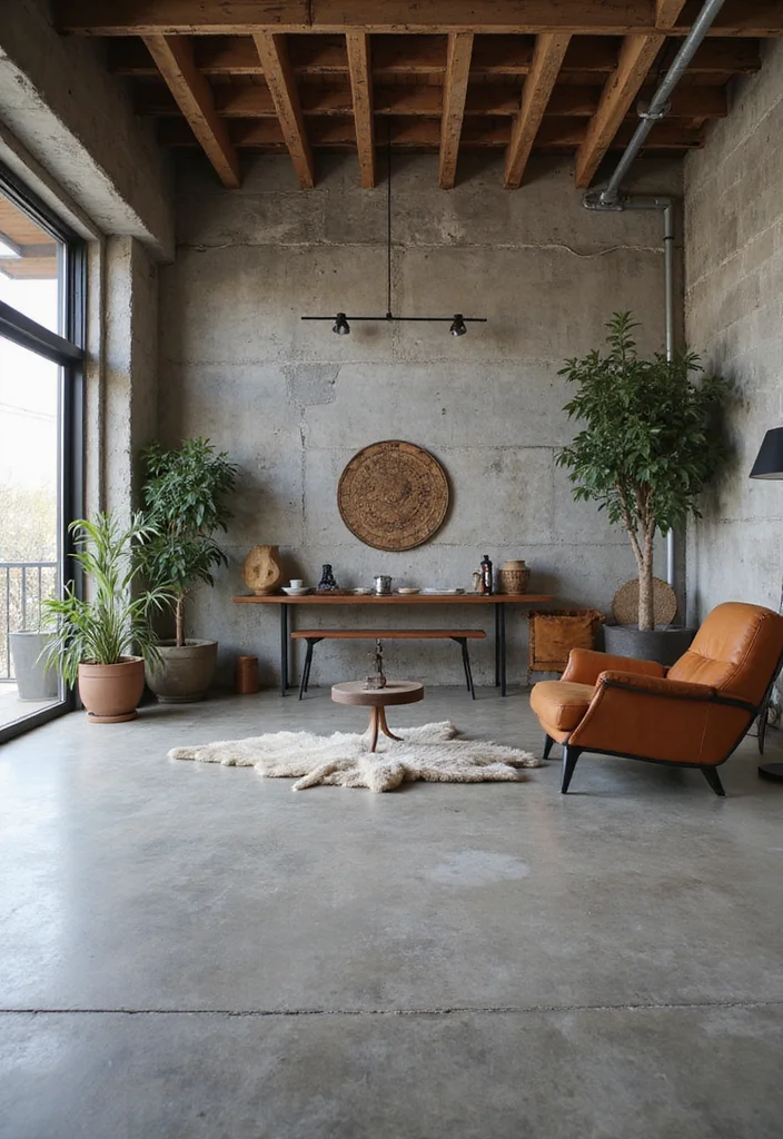 12 Basement Vinyl Flooring Ideas for Durable Easy Care Style - 11. Minimalist Concrete Look