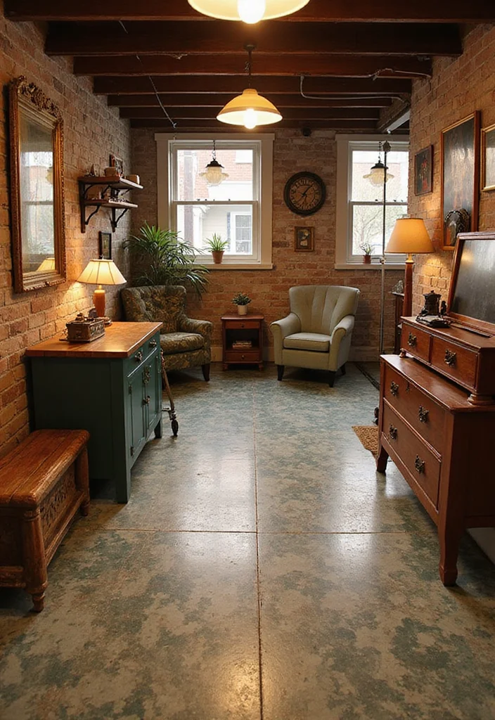 12 Basement Vinyl Flooring Ideas for Durable Easy Care Style - 9. Vintage-Inspired Vinyl