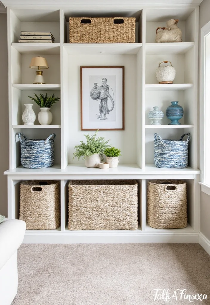 12 Coastal Basement Ideas for Light Breezy Comfort 11. Creative Storage Solutions