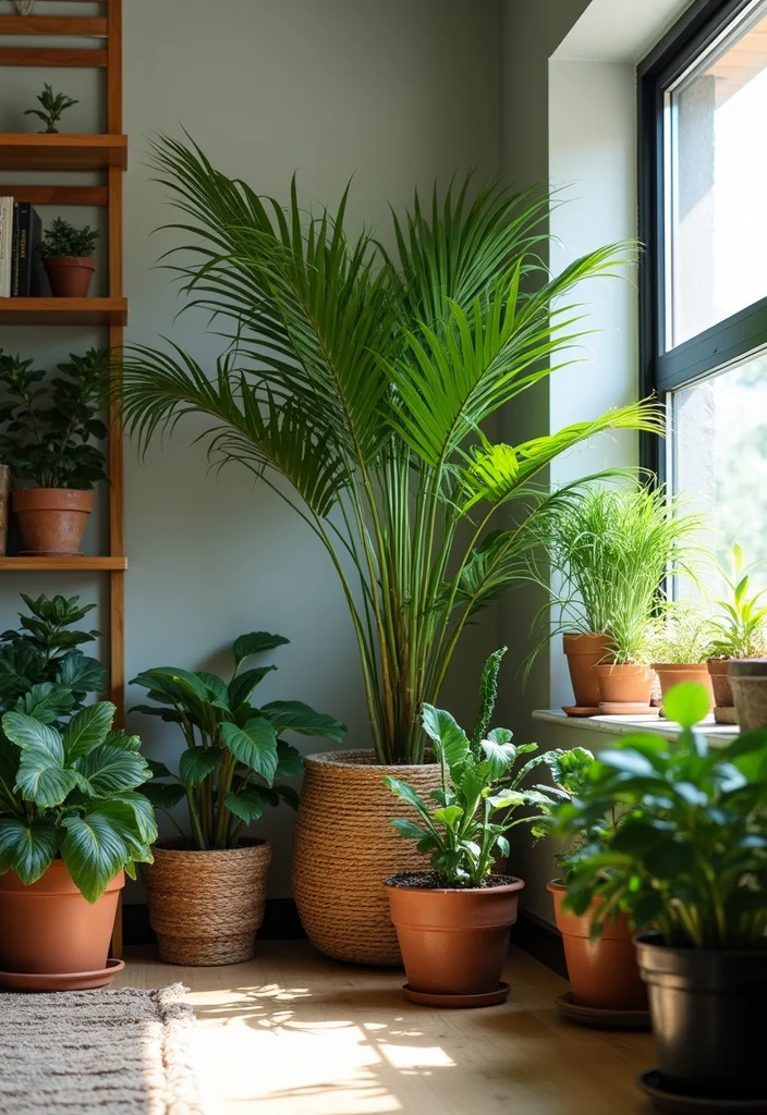 12 Coastal Basement Ideas for Light Breezy Comfort 9. Greenery for Freshness