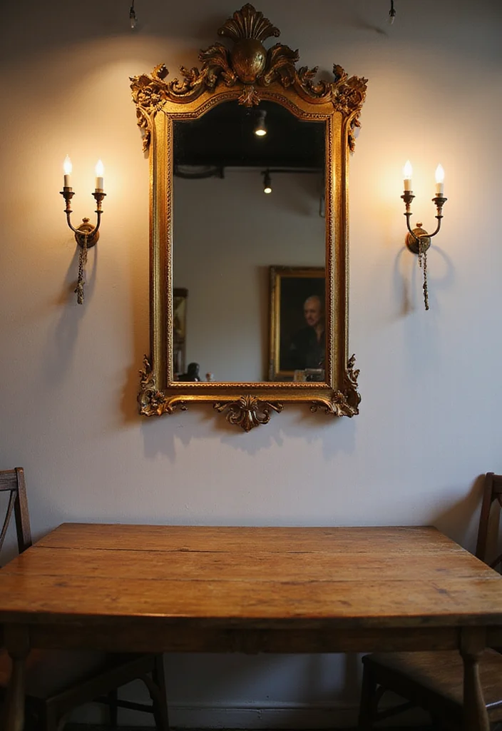 12 Dining Table Wall Decor Ideas for Elegant Dining Ambience 12 12 Dining Table Wall Decor Ideas for Elegant Dining Ambience - 2. Vintage Mirrors