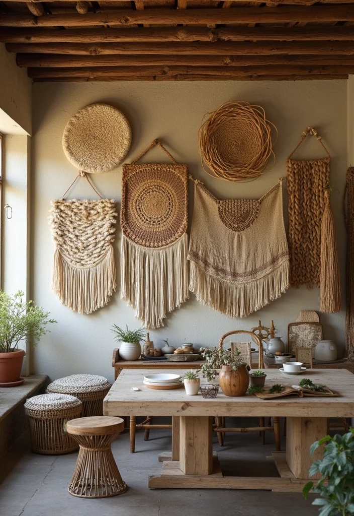 12 Dining Table Wall Decor Ideas for Elegant Dining Ambience 34 12 Dining Table Wall Decor Ideas for Elegant Dining Ambience - 4. Woven Wall Hangings