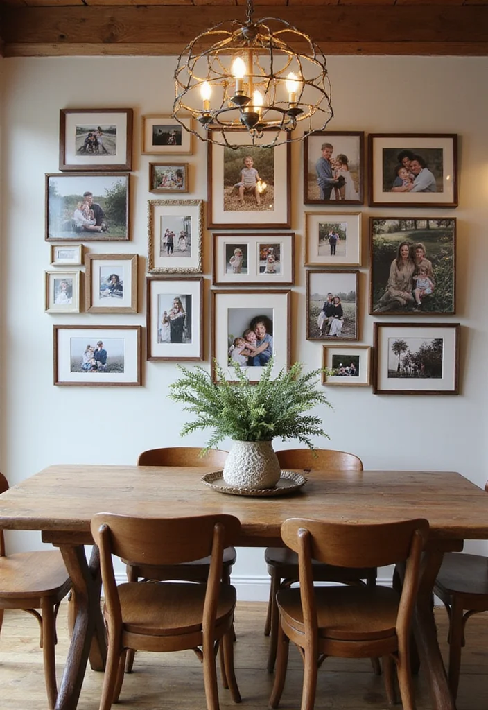 12 Dining Table Wall Decor Ideas for Elegant Dining Ambience 45 12 Dining Table Wall Decor Ideas for Elegant Dining Ambience - 5. Personalized Family Gallery