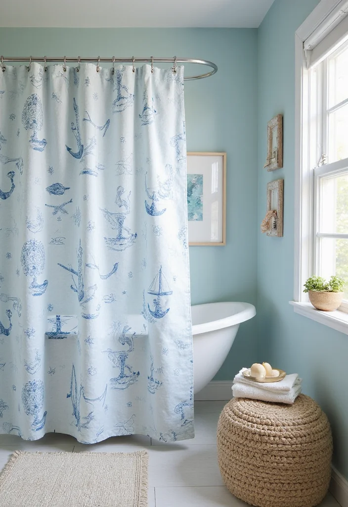 12 Farmhouse Shower Curtain Ideas for Rustic Warm Style - 10. Nautical Farmhouse Style