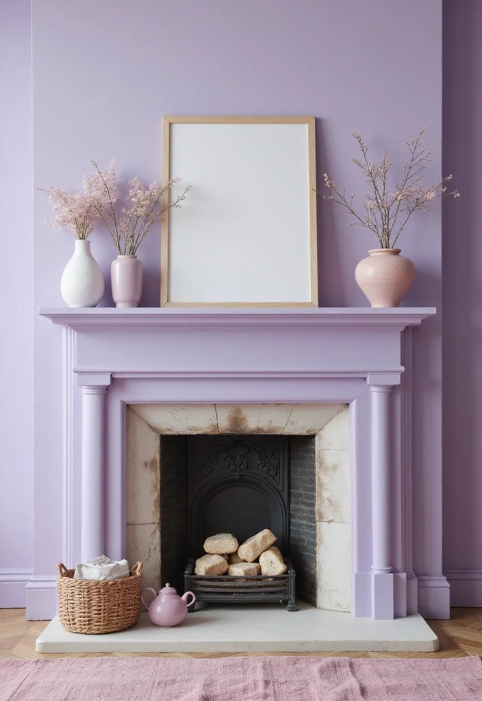 12 Fireplace Mantle Color Ideas for Fresh Modern Updates - 11. Lavender
