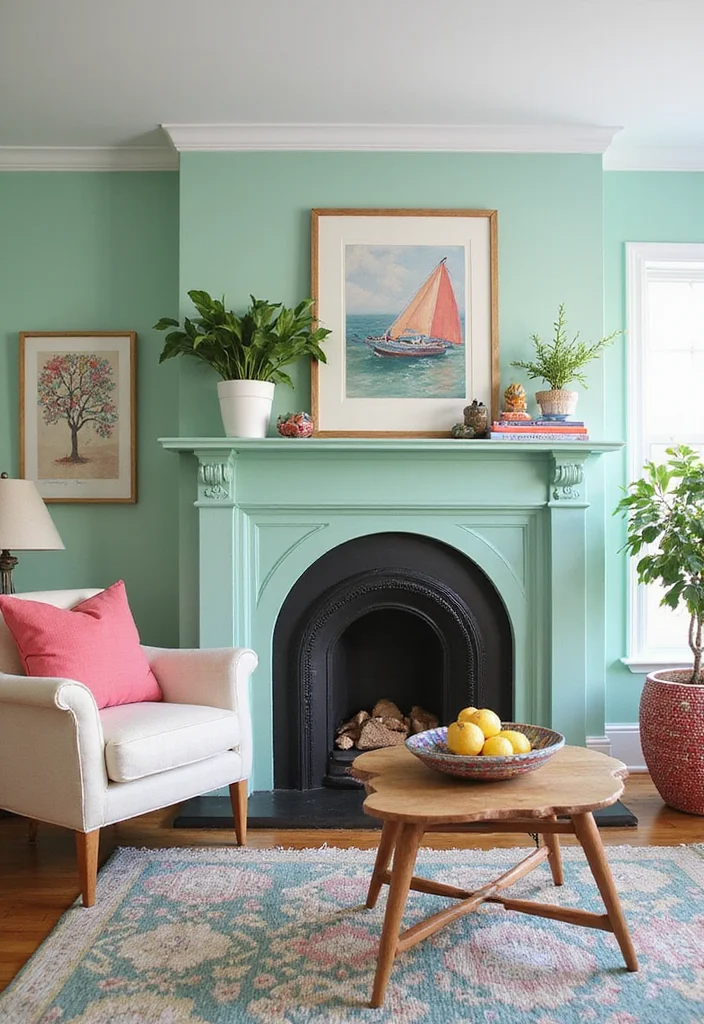 12 Fireplace Mantle Color Ideas for Fresh Modern Updates - 12. Mint Green