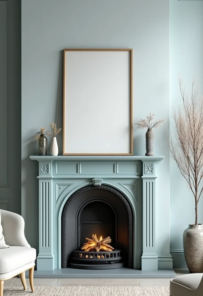 12 Fireplace Mantle Color Ideas for Fresh Modern Updates - 3. Dusty Blue