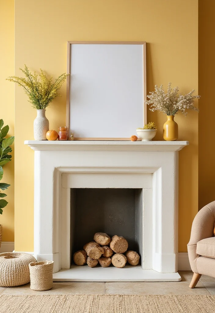 12 Fireplace Mantle Color Ideas for Fresh Modern Updates - 9. Pale Yellow