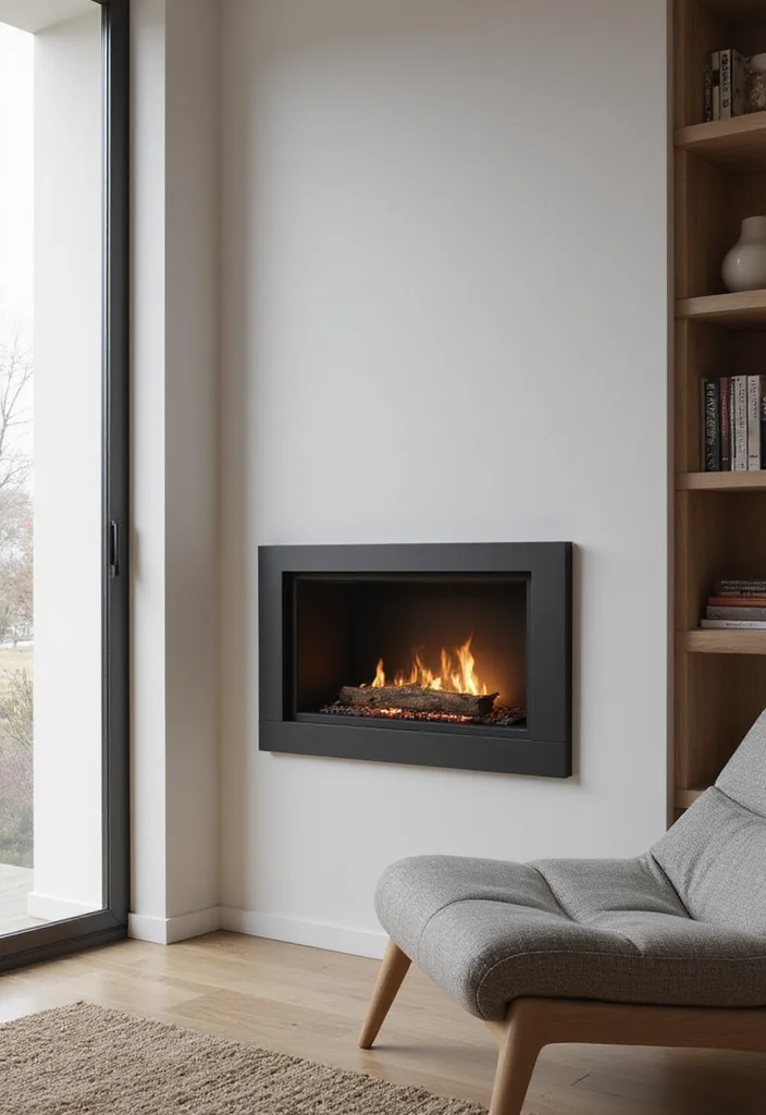 12 Flush Fireplace Wall Ideas for Sleek Minimal Lines - 1. Wall-Mounted Minimalist Wonder
