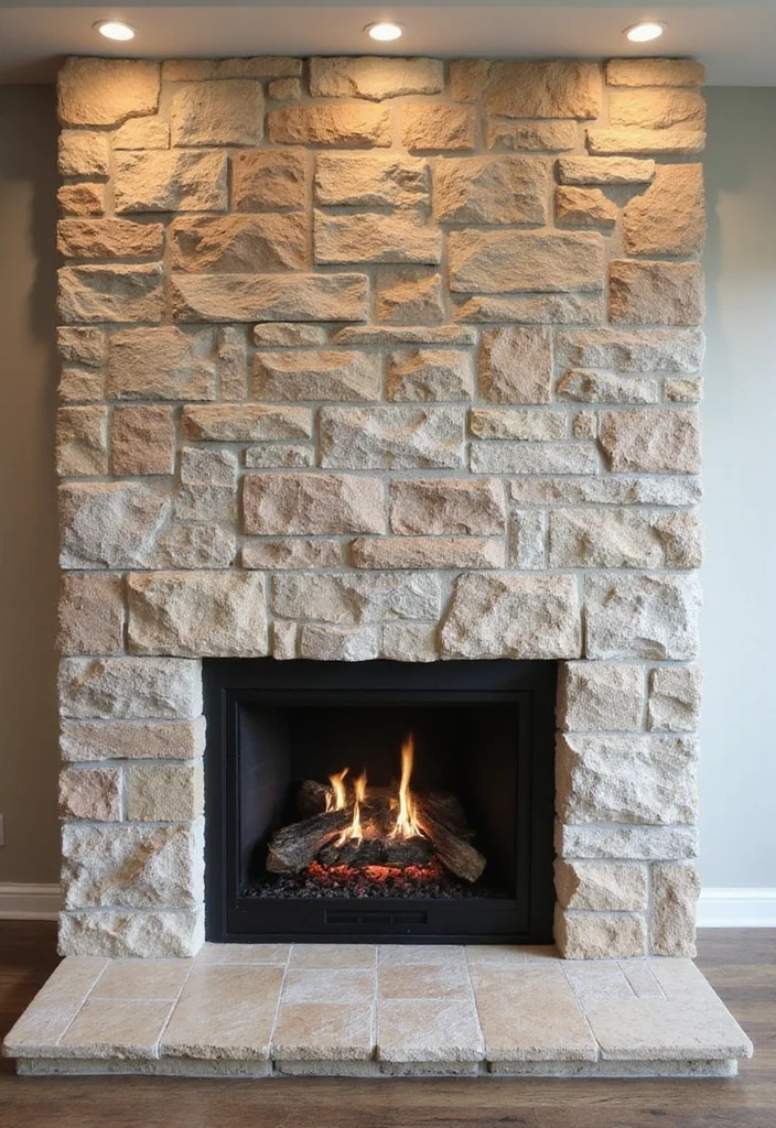 12 Flush Fireplace Wall Ideas for Sleek Minimal Lines - 2. Subtle and Textured Stone
