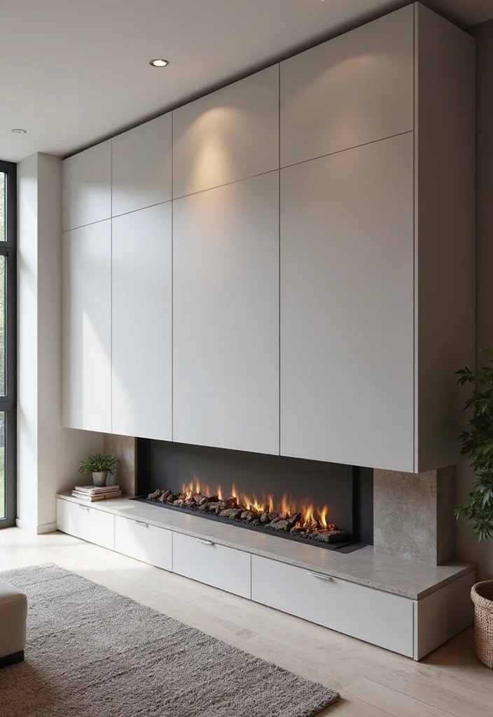 12 Flush Fireplace Wall Ideas for Sleek Minimal Lines - 3. Sleek and Simple Linear Design