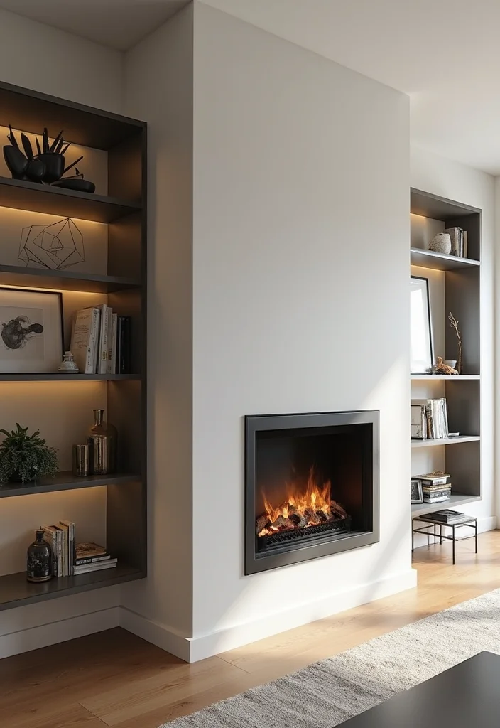 12 Flush Fireplace Wall Ideas for Sleek Minimal Lines - 5. Integrated Shelving Ideas