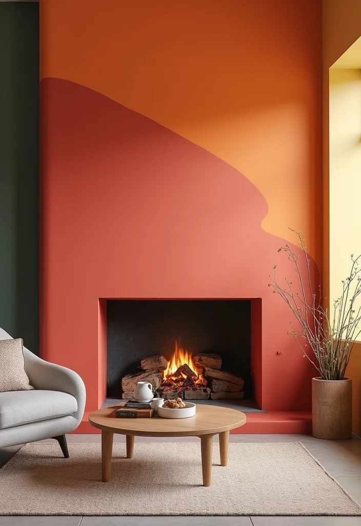 12 Flush Fireplace Wall Ideas for Sleek Minimal Lines - 6. Creative Use of Color