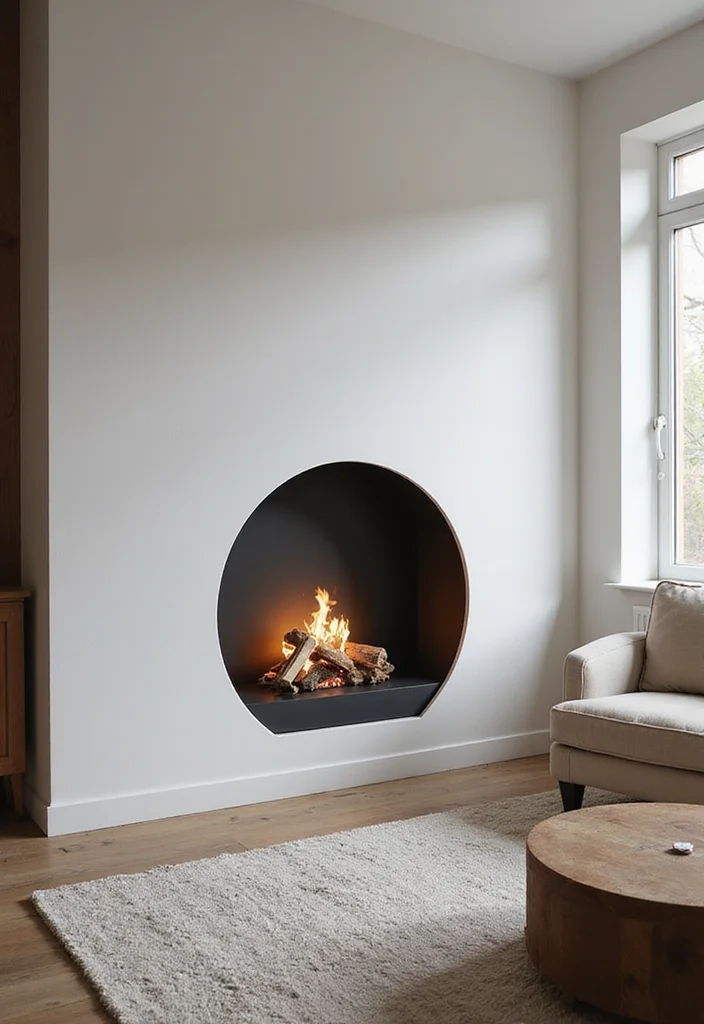 12 Flush Fireplace Wall Ideas for Sleek Minimal Lines - 8. Unique Shape and Design