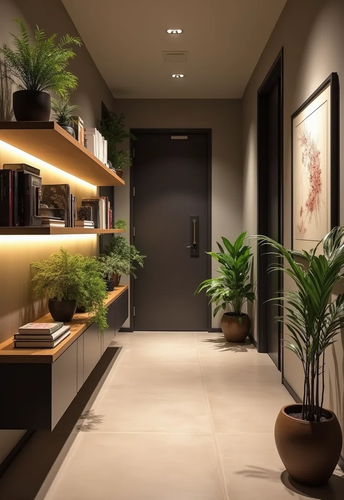 12 Long Hallway Wall Decor Ideas for Visual Interest and Flow - 4. Floating Shelves for Decor and Function