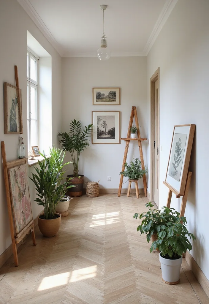 12 Long Hallway Wall Decor Ideas for Visual Interest and Flow - 5. Art on Easels