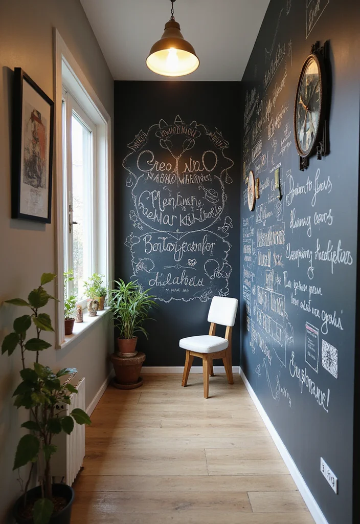 12 Long Hallway Wall Decor Ideas for Visual Interest and Flow - 7. Chalkboard Wall for Fun Notes