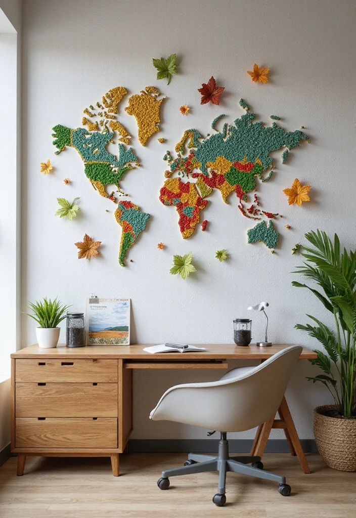 12 Office Decorating Ideas for Work to Boost Motivation - 3. Sustainable Wall Art