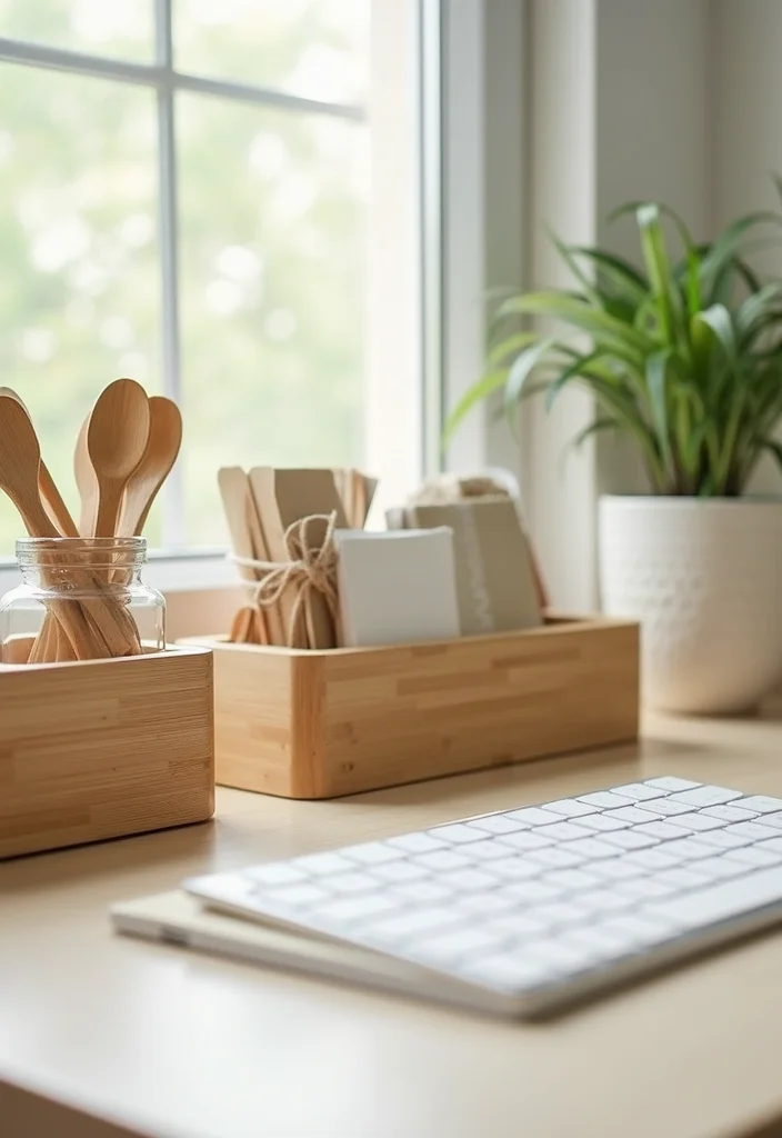 12 Office Decorating Ideas for Work to Boost Motivation - 5. Eco-Friendly Desk Accessories