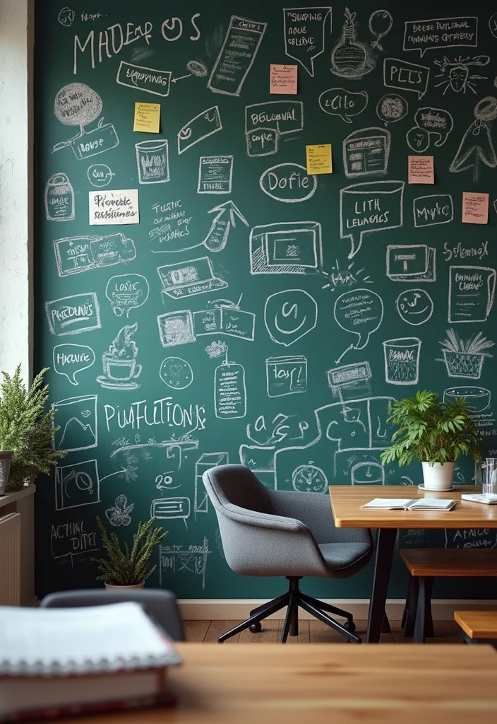 12 Office Walls Ideas for Functional Stylish Backgrounds - 4. Chalkboard or Whiteboard Walls