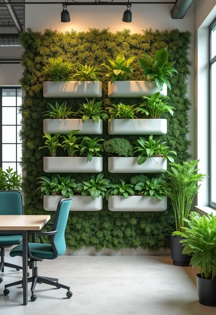 12 Office Walls Ideas for Functional Stylish Backgrounds - 7. Plants as Wall Decor