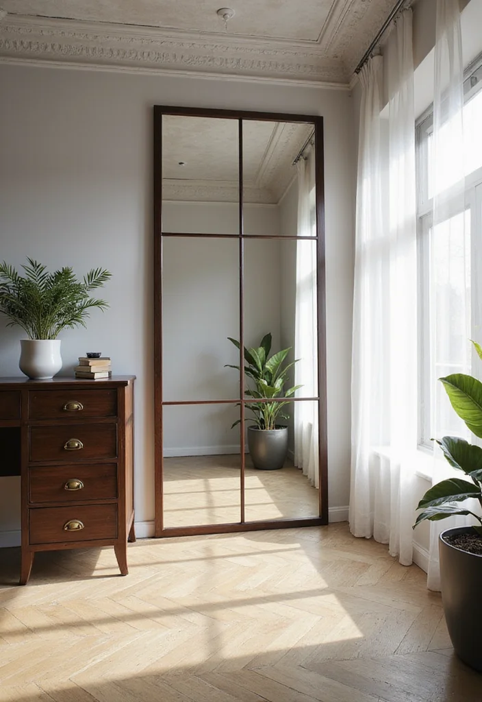 12 Office Walls Ideas for Functional Stylish Backgrounds - 9. Using Mirrors for Space and Light