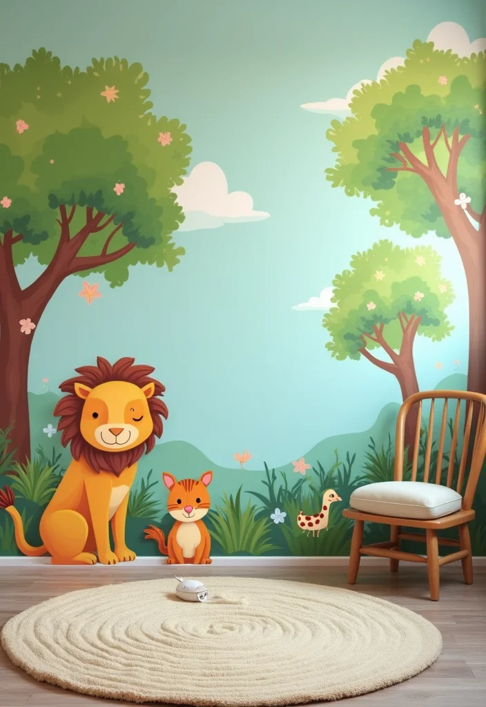 12 Playroom Wall Decor Ideas for Fun Colorful Energy - 1. Nature-Themed Murals