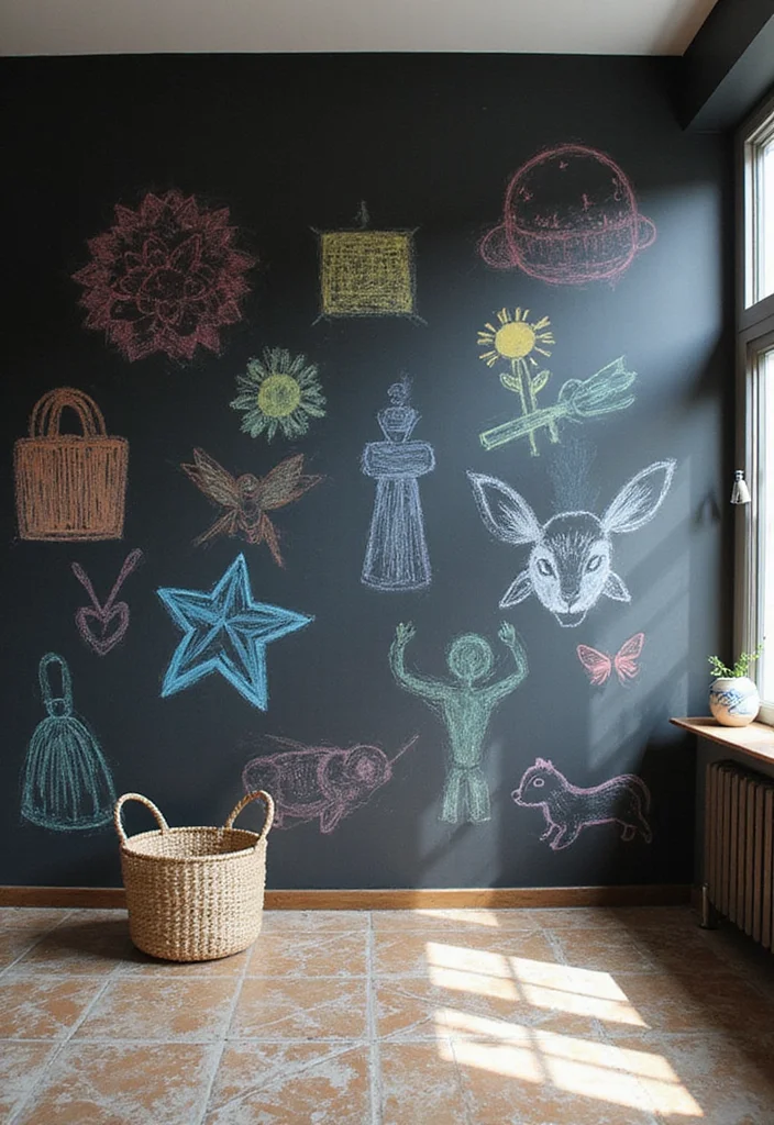 12 Playroom Wall Decor Ideas for Fun Colorful Energy - 4. Chalkboard Paint Walls