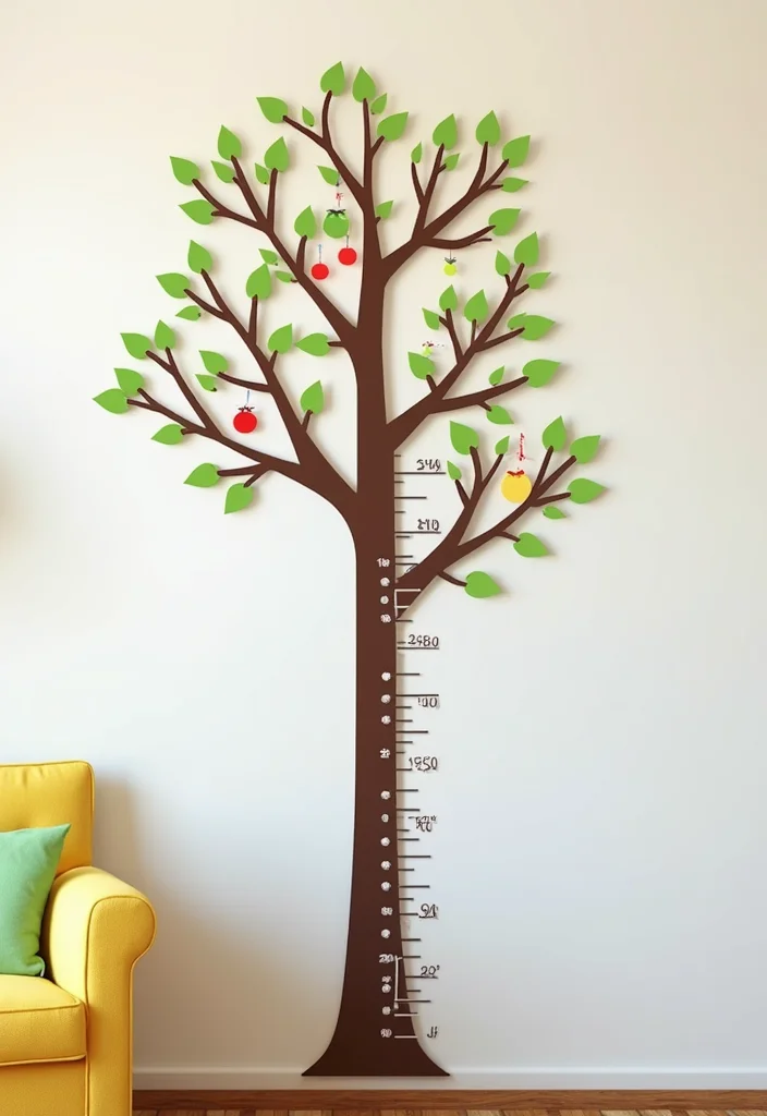 12 Playroom Wall Decor Ideas for Fun Colorful Energy - 5. Whimsical Growth Charts
