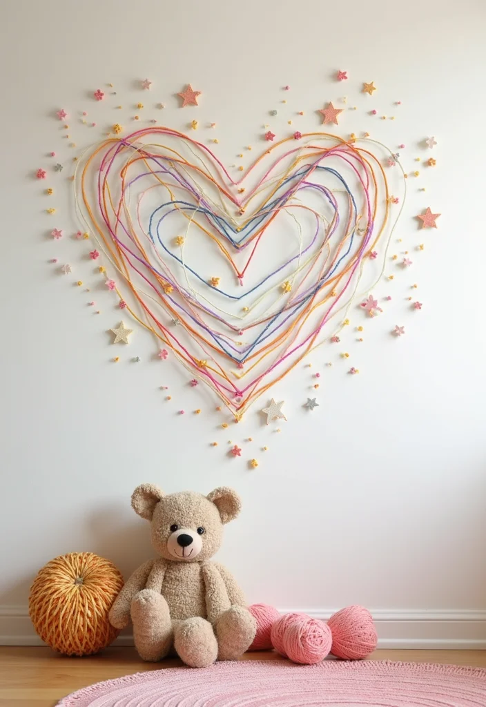 12 Playroom Wall Decor Ideas for Fun Colorful Energy - 9. Creative String Art