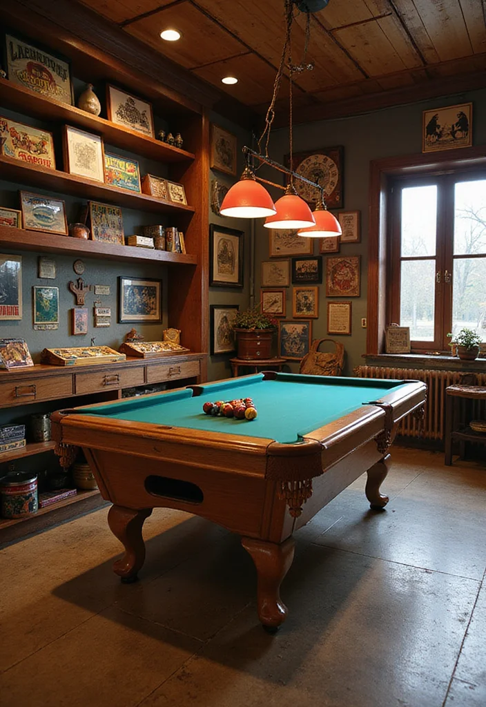 12 Pool Table Basement Ideas for Fun Social Spaces - 11. Engaging Game Displays