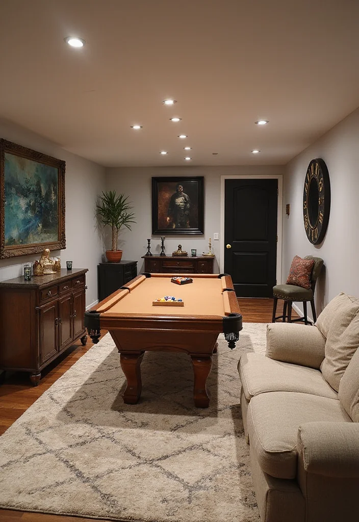 12 Pool Table Basement Ideas for Fun Social Spaces - 6. Multi-Functional Furniture