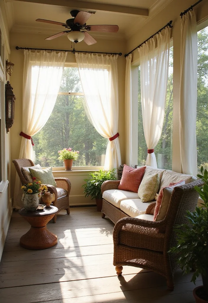 12 Screened In Porch Curtain Ideas for Breezy Outdoor Privacy - 4. Sheer Elegance