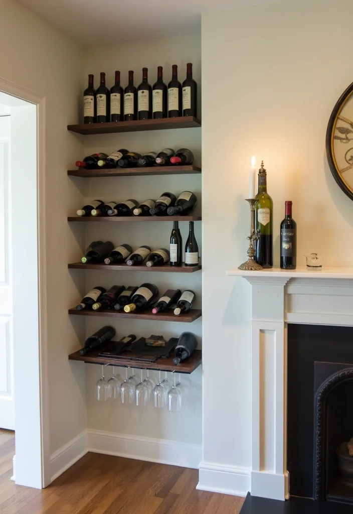 12 Side of Fireplace Ideas for Storage and Visual Balance - 11. Wall-mounted Wine Rack