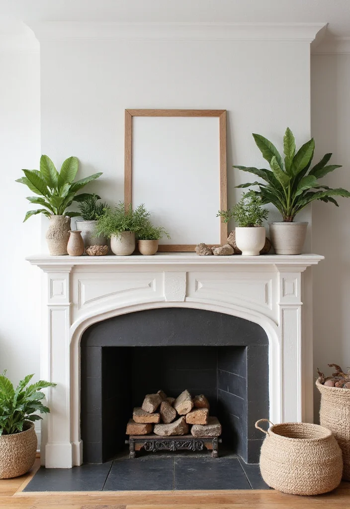 12 Sides of Fireplace Ideas for Balanced Decorative Styling - 1. Nature-Inspired Mantel