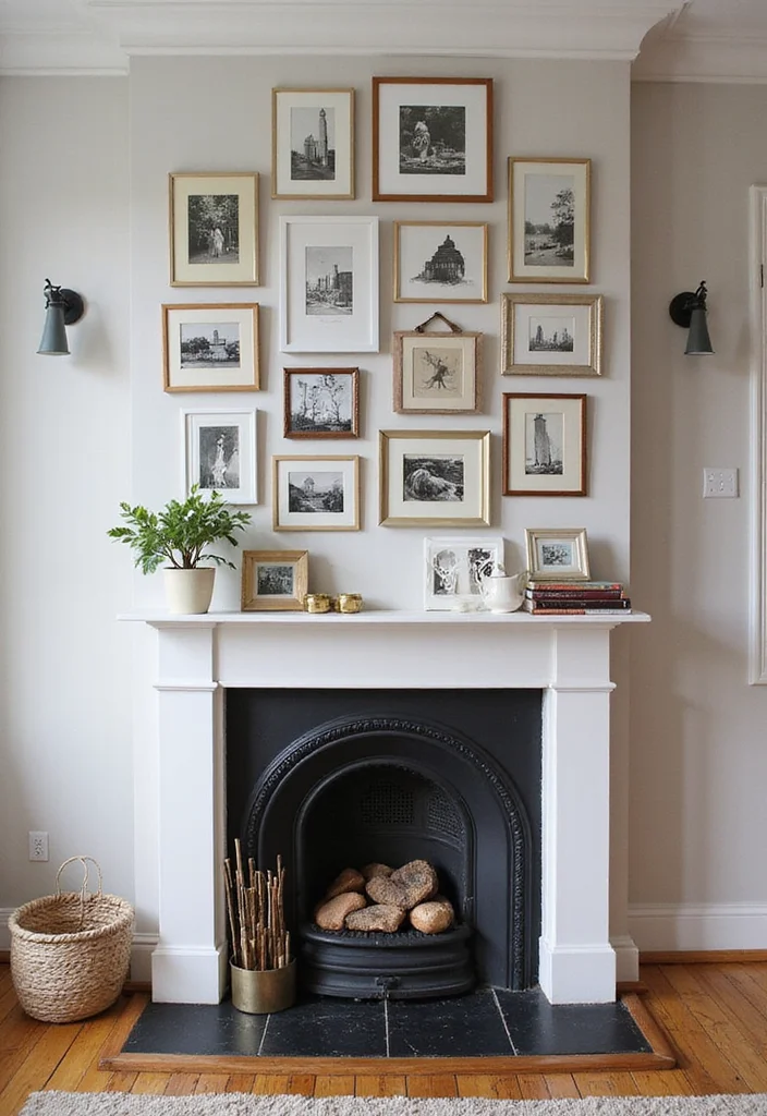 12 Sides of Fireplace Ideas for Balanced Decorative Styling - 2. Gallery Wall Surround