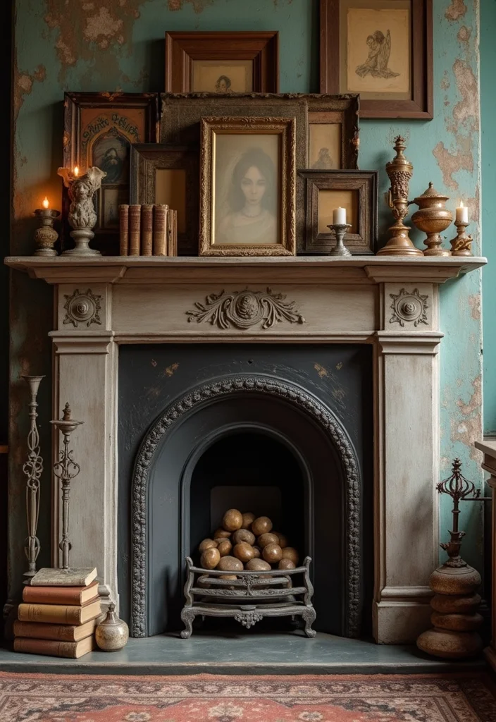 12 Sides of Fireplace Ideas for Balanced Decorative Styling - 8. Vintage Finds