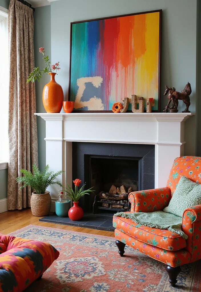 12 Sides of Fireplace Ideas for Balanced Decorative Styling - 9. Bold Color Accents