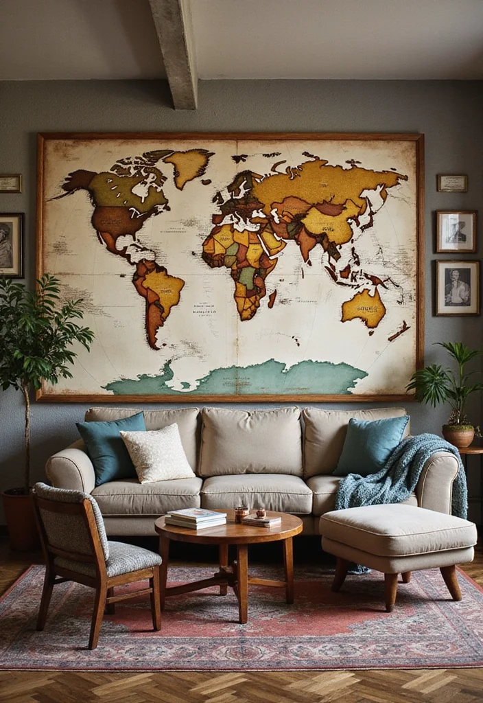 12 Travel Wall Decor Ideas for Inspired Global Style - 1. Vintage World Maps