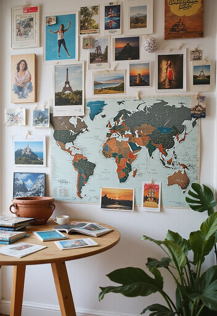 12 Travel Wall Decor Ideas for Inspired Global Style - 10. Travel Scrapbook Wall